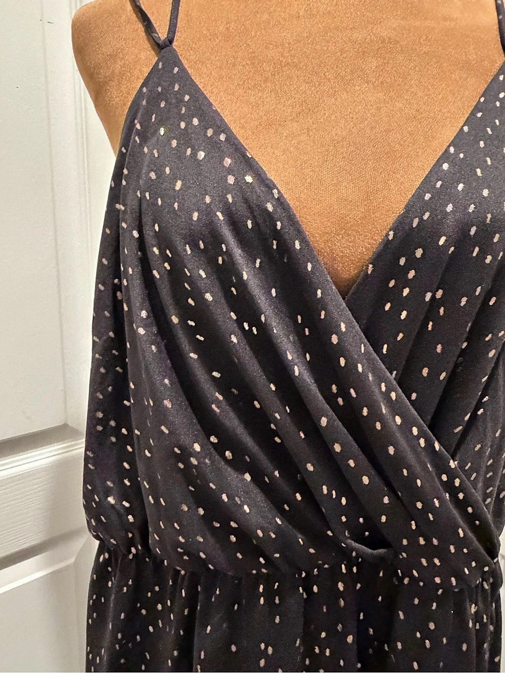 Halston Polka Dot Wrap Midi Dress Size XL Like New
